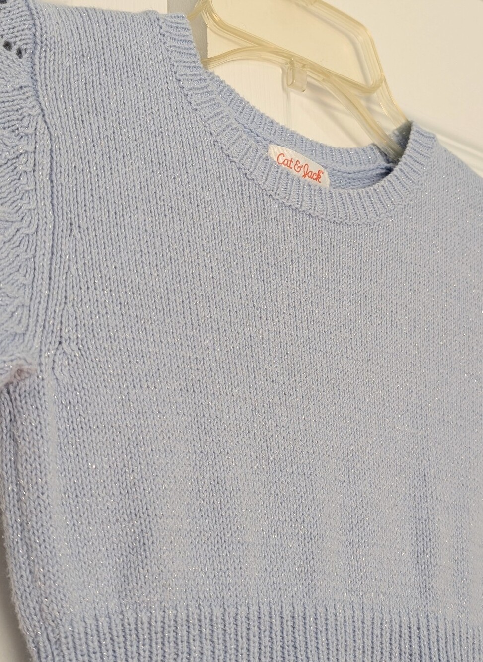 Cat & Jack Pale Blue Knit Long-Sleeve Girls Dress - Picture 2 of 3